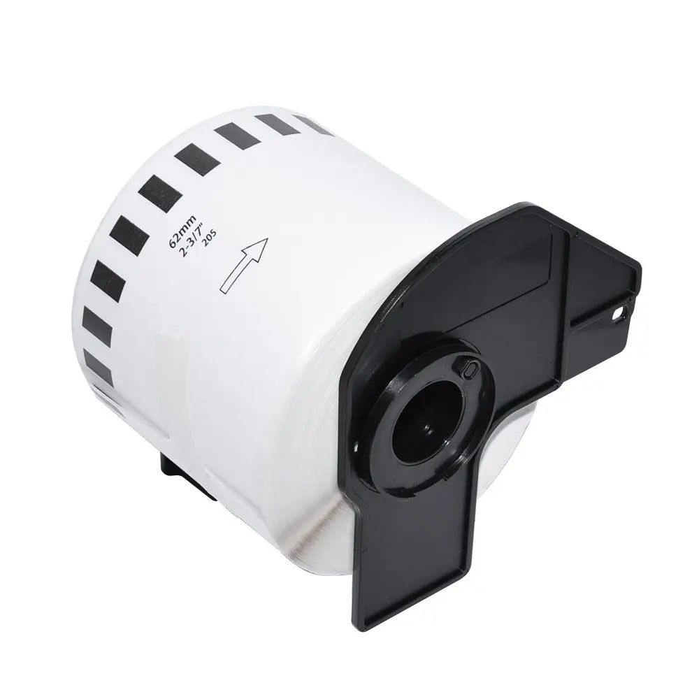Makki etichete compatibile Brother DK-22205 - Rolă bandă de hârtie albă cu lungime continuă 62mm x 30.48m, Negru pe alb - MK-DK-22205