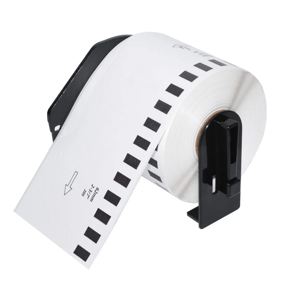 Makki съвместими етикети Brother DK-22205 - Roll White Continuous Length Paper Tape 62mm x 30.48m, Black on White - MK-DK-22205 - image 5