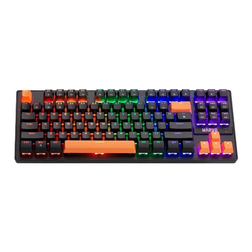 Marvo механична геймърска клавиатура Gaming Mechanical keyboard 87 keys, Orange caps TKL - KG901C - image 1