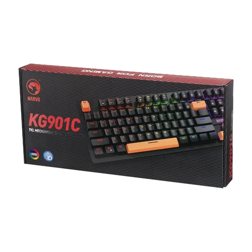 Marvo механична геймърска клавиатура Gaming Mechanical keyboard 87 keys, Orange caps TKL - KG901C - image 6