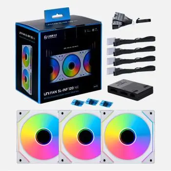 Вентилатори Lian-Li UNI SL-INF 120, ARGB, 3 Fan комплект, Включен контролер, Бял - image 6