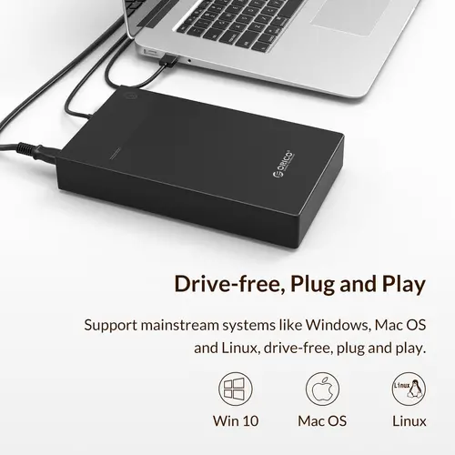 Orico кутия за диск Storage - Case - 3.5 inch, USB3.0, Built-in Power adapter, UASP, black - 3599U3 - image 13