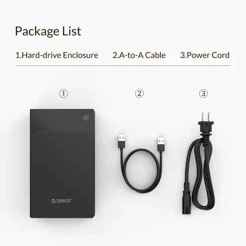 Orico кутия за диск Storage - Case - 3.5 inch, USB3.0, Built-in Power adapter, UASP, black - 3599U3 - image 14