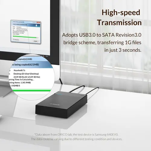 Orico кутия за диск Storage - Case - 3.5 inch, USB3.0, Built-in Power adapter, UASP, black - 3599U3 - image 7