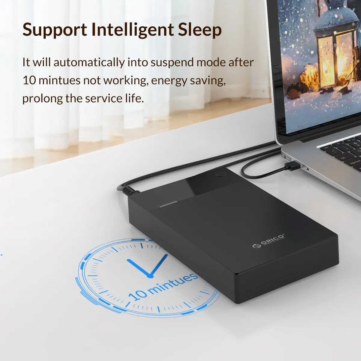 Orico кутия за диск Storage - Case - 3.5 inch, USB3.0, Built-in Power adapter, UASP, black - 3599U3 - image 9