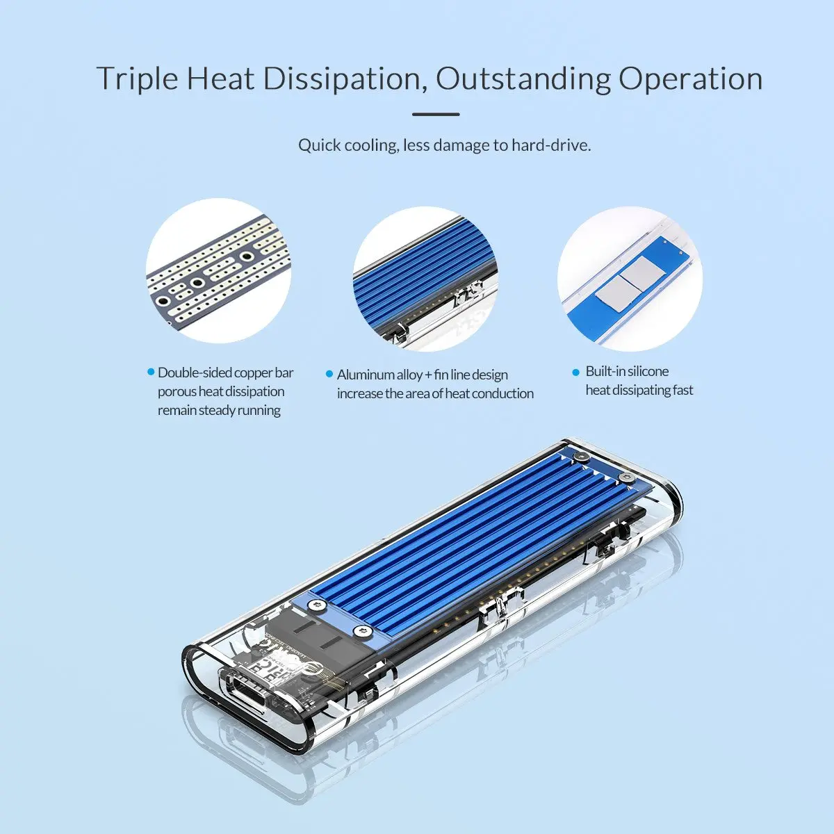 Orico външна кутия за диск Storage - Case - M.2 NVMe M key - USB3.1 Type-C - TCM2-C3-BK - image 13