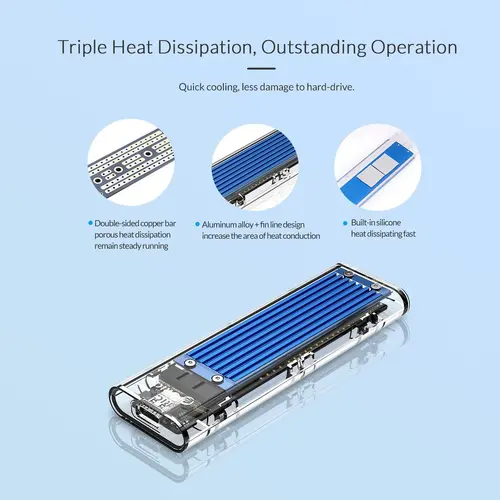 Orico външна кутия за диск Storage - Case - M.2 NVMe M key - USB3.1 Type-C - TCM2-C3-BK - image 13