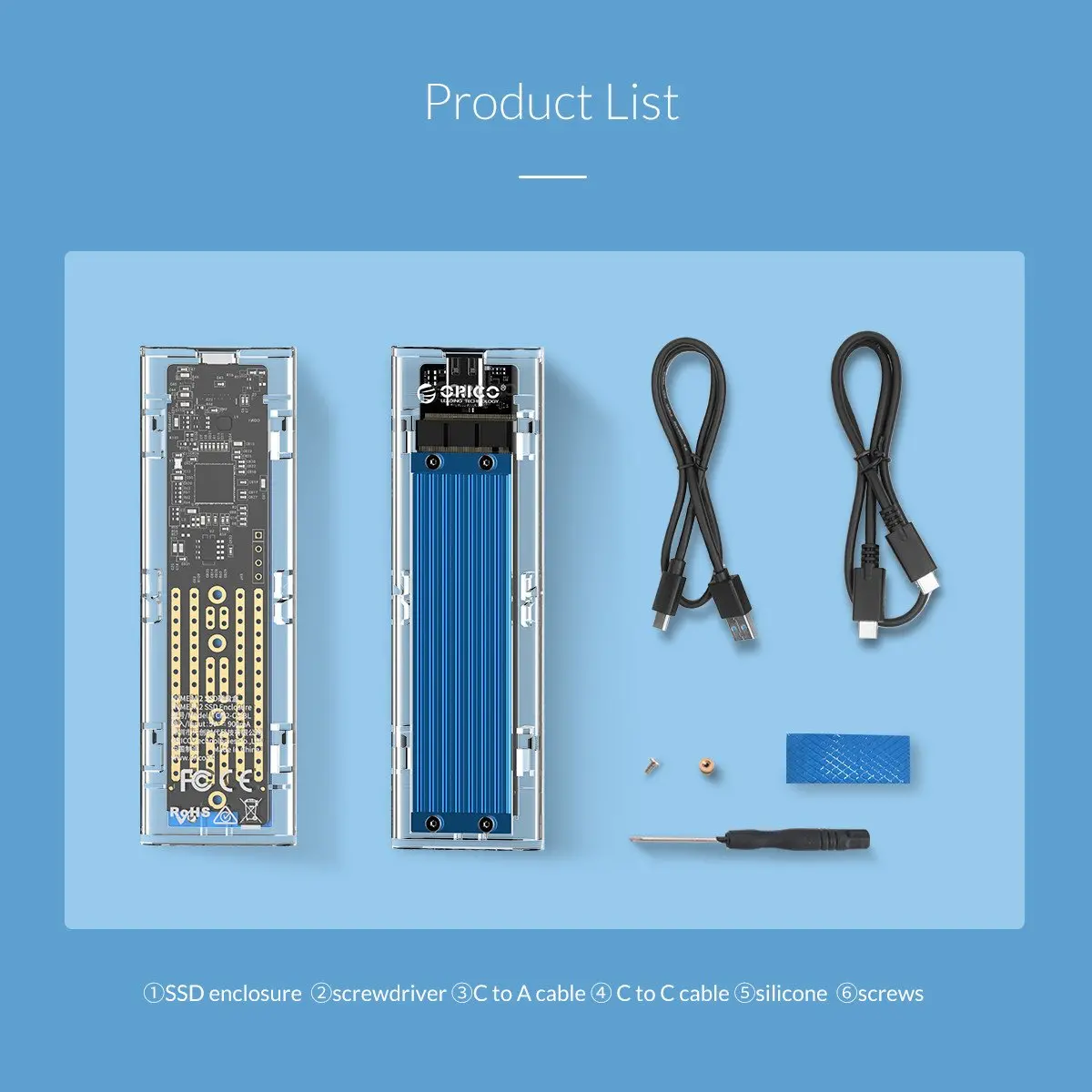 Orico външна кутия за диск Storage - Case - M.2 NVMe M key - USB3.1 Type-C - TCM2-C3-BK - image 15