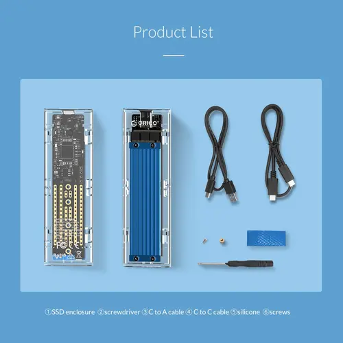 Orico външна кутия за диск Storage - Case - M.2 NVMe M key - USB3.1 Type-C - TCM2-C3-BK - image 15