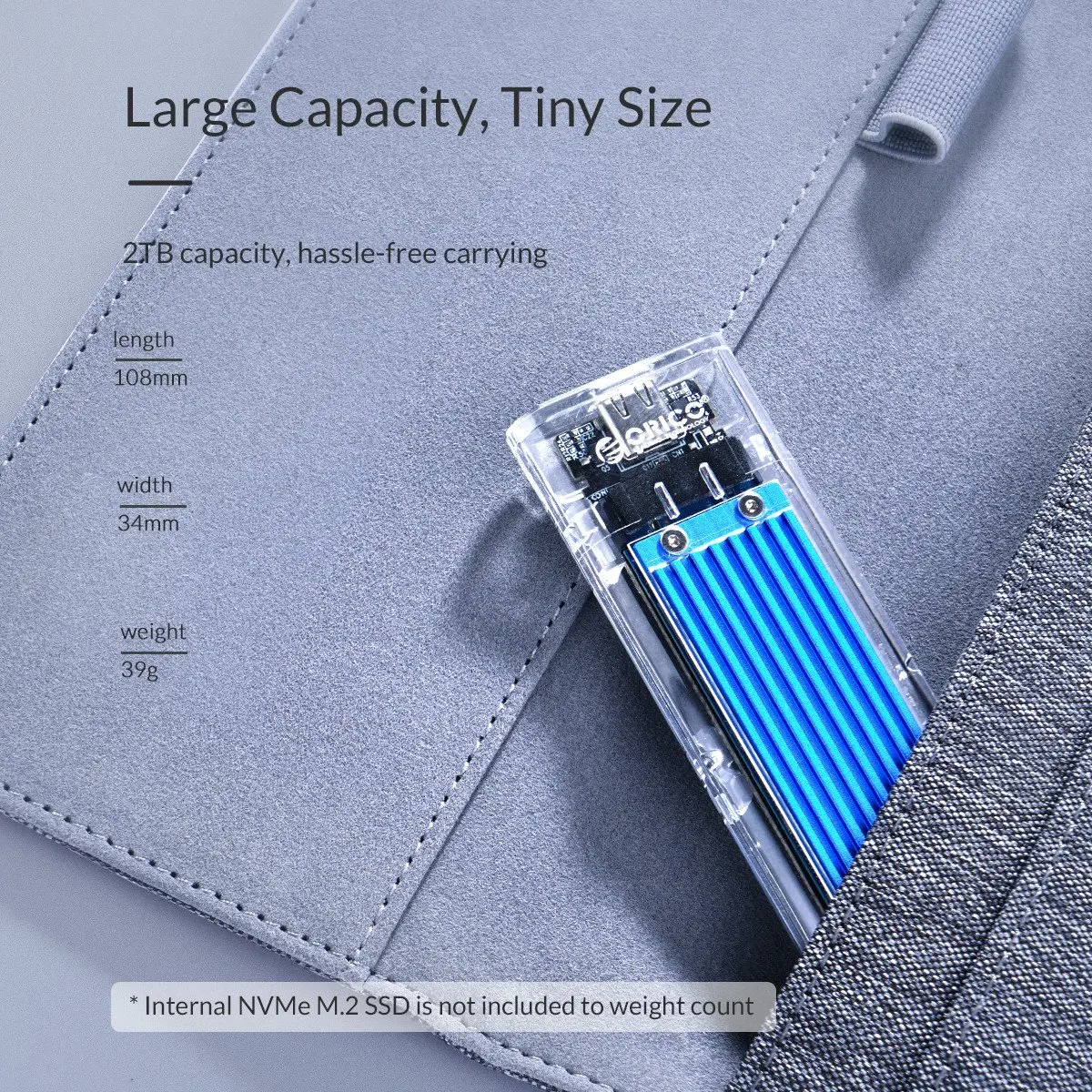 Orico външна кутия за диск Storage - Case - M.2 NVMe M key - USB3.1 Type-C - TCM2-C3-BK - image 16