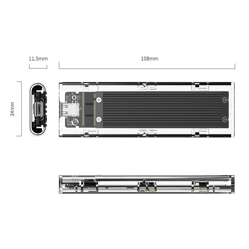 Orico външна кутия за диск Storage - Case - M.2 NVMe M key - USB3.1 Type-C - TCM2-C3-BK - image 4