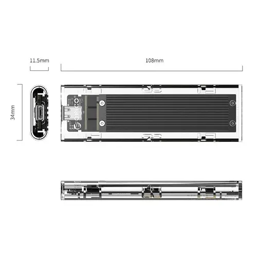 Orico външна кутия за диск Storage - Case - M.2 NVMe M key - USB3.1 Type-C - TCM2-C3-BK - image 4