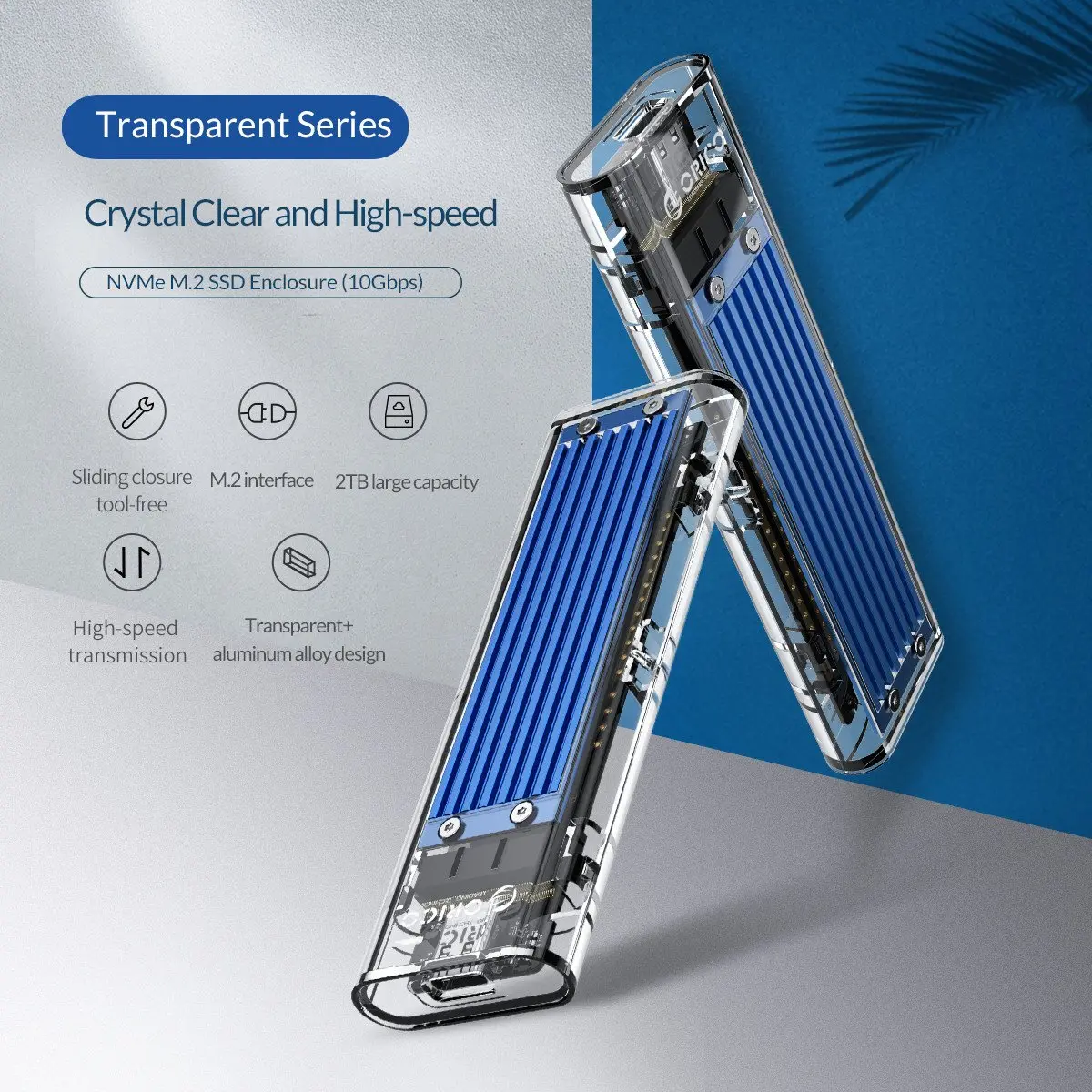 Orico външна кутия за диск Storage - Case - M.2 NVMe M key - USB3.1 Type-C - TCM2-C3-BK - image 5