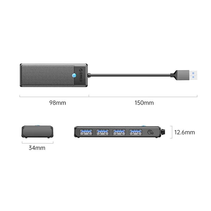 Orico хъб USB3.0 HUB 4 port Black - PAPW4A-U3-015-BK - image 1
