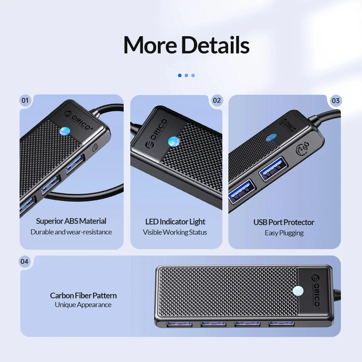 Orico хъб USB3.0 HUB 4 port Black - PAPW4A-U3-015-BK - image 10
