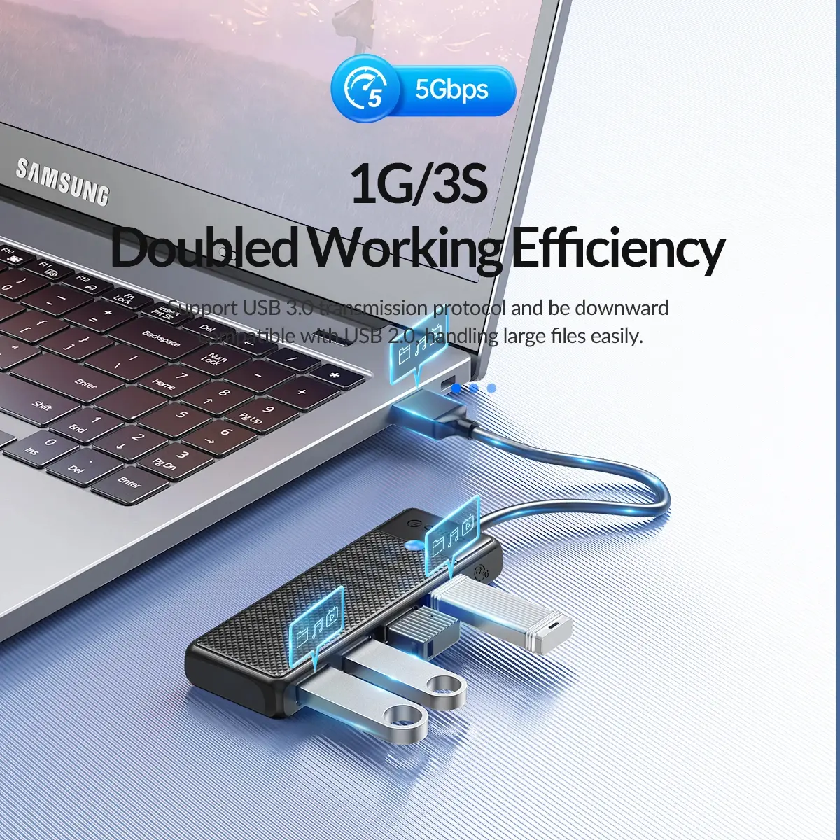 Orico хъб USB3.0 HUB 4 port Black - PAPW4A-U3-015-BK - image 3