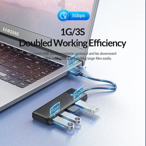 Orico хъб USB3.0 HUB 4 port Black - PAPW4A-U3-015-BK - image 3
