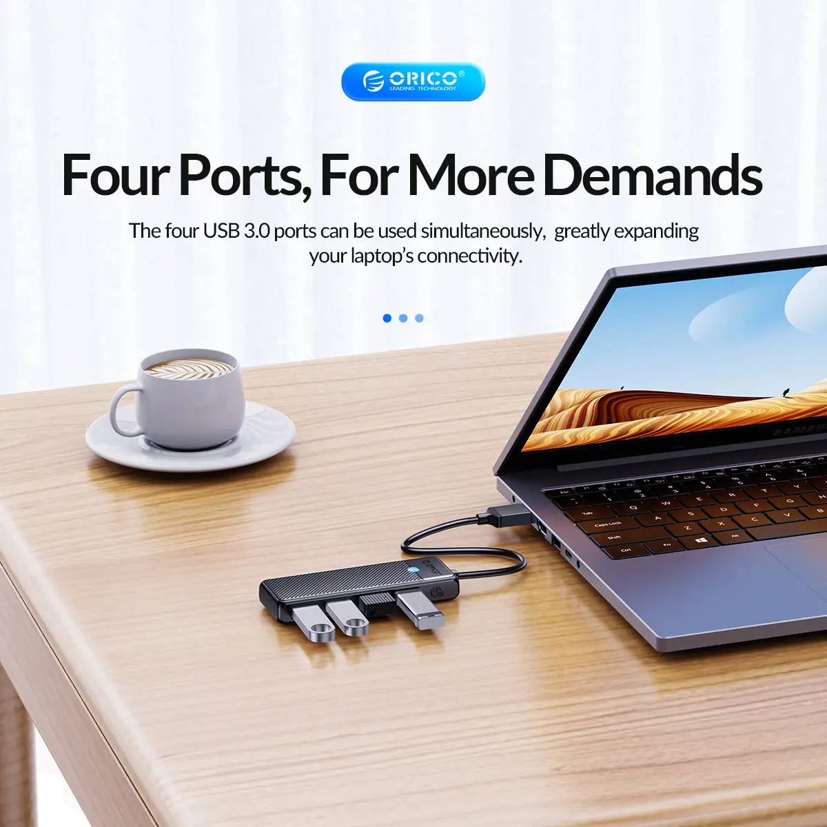 Orico хъб USB3.0 HUB 4 port Black - PAPW4A-U3-015-BK - image 4