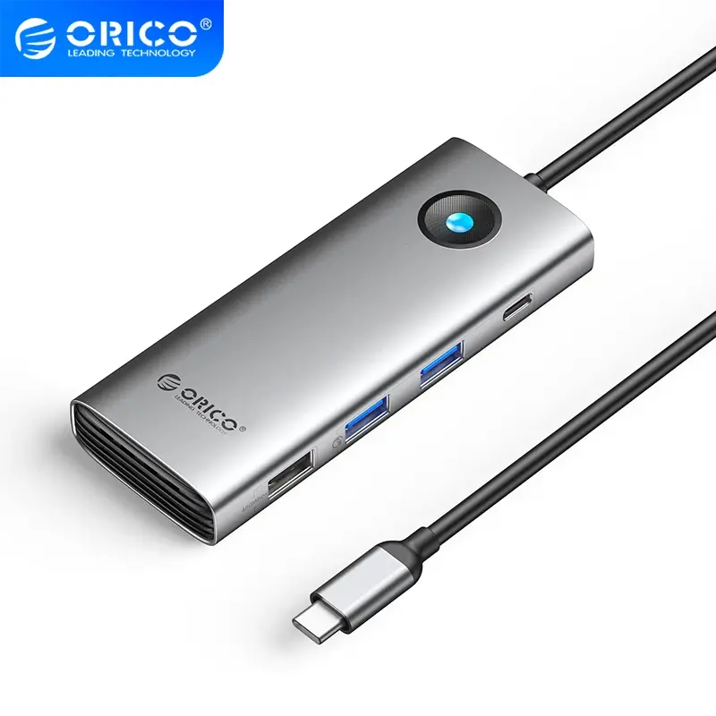 Orico stație de andocare Type-C Docking Station Power Distribution 100W - HDMI, Type-C x 1, USB3.0 x 2, USB 2.0 x 1, LAN 1000Mbps Gigabit, VGA