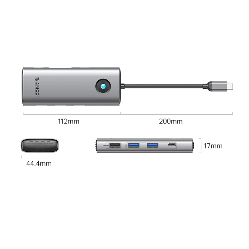 Orico докинг станция Type-C Docking Station Power Distribution 100W - HDMI, Type-C x 1, USB3.0 x 2, USB 2.0 x 1, LAN 1000Mbps Gigabit, VGA - PW11-8PC-GY-EP - image 2