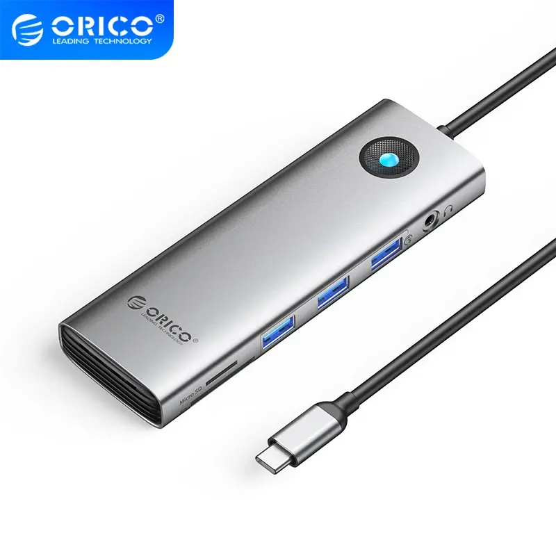 Orico docking station Type-C Docking Station Power Distribution 100W - HDMI, Type-C x 1, USB3.0 x 3, LAN 1000Mbps Gigabit, SD/TF, VGA, Audio