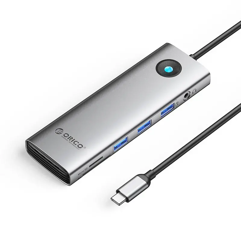 Orico докинг станция Type-C Docking Station Power Distribution 100W - HDMI, Type-C x 1, USB3.0 x 3, LAN 1000Mbps Gigabit, SD/TF, VGA, Audio - PW11-10P-GY - image 1