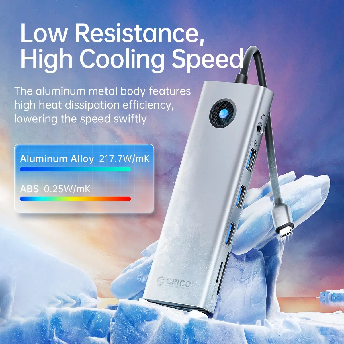 Orico докинг станция Type-C Docking Station Power Distribution 100W - HDMI, Type-C x 1, USB3.0 x 3, LAN 1000Mbps Gigabit, SD/TF, VGA, Audio - PW11-10P-GY - image 4