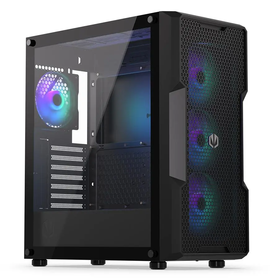 Endorfy Regnum 400 ARGB, Mid-Tower, ATX/mATX/mITX, 2x USB-A (3.1 GEN 1), 1x Audio/1x Mic, 4x STRATUS 120 PWM ARGB fans, ARGB Controller, Tempered Glass, Mesh Front Panel, 472×220×442mm, 3 Year Warranty