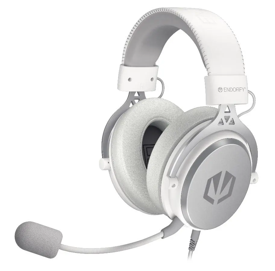 Endorfy Viro Plus USB Alb Onyx Căști gaming, Driver 53mm, Spumă cu memorie, Placă de sunet USB 7.1, Microfon detașabil, Pernițe de urechi
