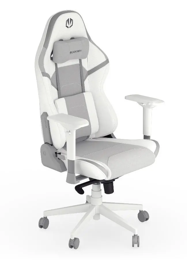 Endorfy Scrim Onyx White Gaming Chair, PU Leather + Breathable Fabric, Cold-pressed Foam, Memory Foam Cushions, Class 4 Gas Lift Cylinder, 4D Adjustable Armrest, Adjustable Headrest, White, 2 Year Warranty