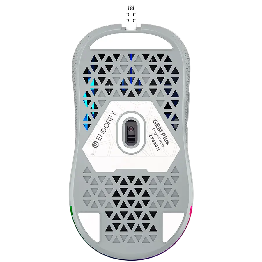Endorfy GEM Plus Onyx White Gaming Mouse, PIXART PAW3370 Optical Gaming Sensor, 19000DPI, 67G Lightweight design, KAILH GM 8.0 Switches, 1.8M Paracord Cable, PTFE Skates, ARGB lights, 2 Year Warranty - image 4