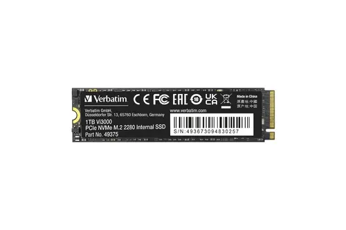 Твърд диск, Verbatim Vi3000 Internal PCIe NVMe M.2 SSD 1TB - image 1