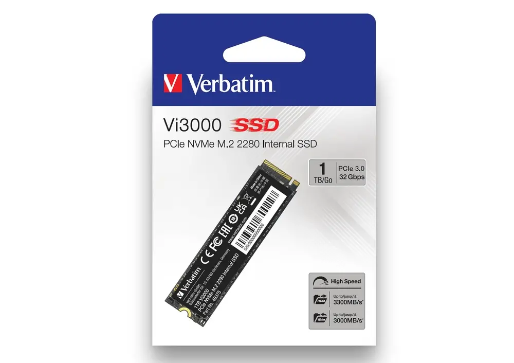 Твърд диск, Verbatim Vi3000 Internal PCIe NVMe M.2 SSD 1TB - image 2