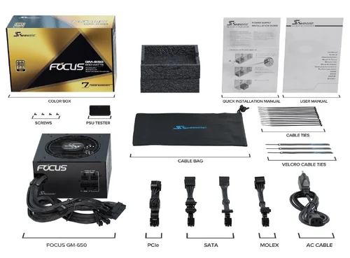Seasonic Захранване PSU 650W Gold, Semi-Modular - FOCUS GM-650 - SSR-650FM - image 1