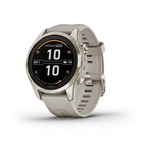 Garmin fēnix® 7S Pro - fēnix® 7S Pro – Sapphire Solar Edition - Soft Gold с Light Sand каишка 010-02776-15