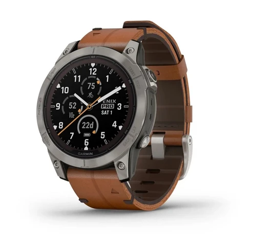Garmin fēnix® 7 Pro - fēnix® 7 Pro – Sapphire Solar Edition - Titanium с Chestnut кожена каишка* 010-02777-30