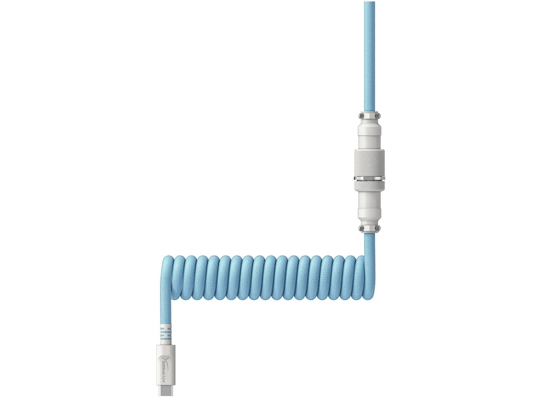 Cablu pentru tastatură HyperX Coiled Cable USB-C Light Blue-White - image 2