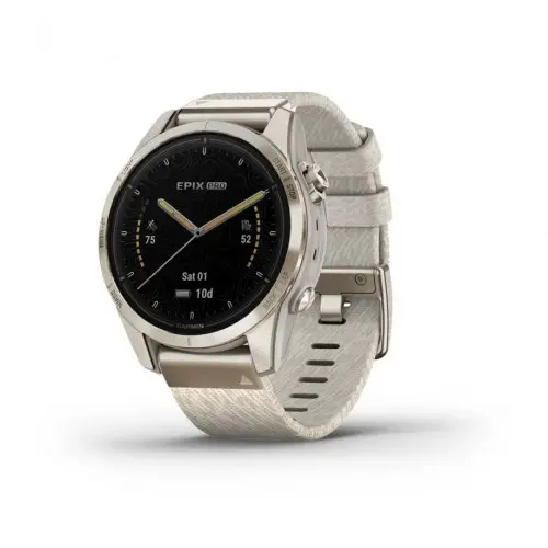 Garmin epix™ Pro (Gen 2) – Sapphire Edition | 42 мм - Soft Gold с Cream Heathered Nylon каишка* 010-02802-20