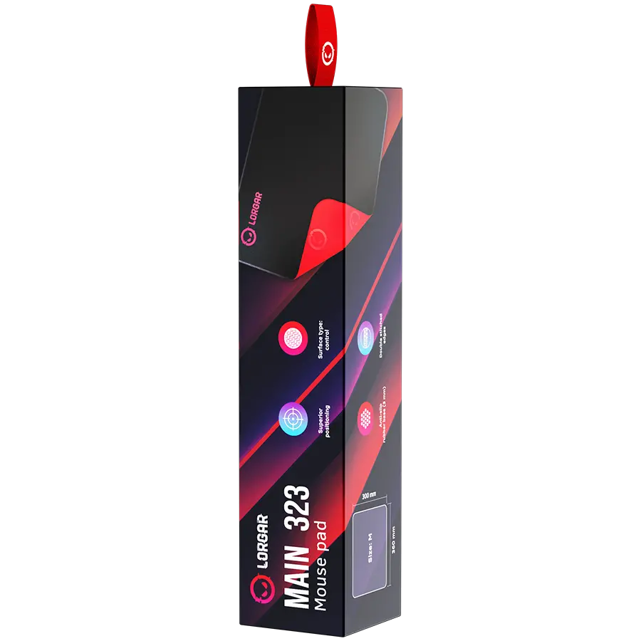 Lorgar Main 323, Gaming mouse pad, Precise control surface, Red anti-slip rubber base, size: 360mm x 300mm x 3mm, weight 0.21kg - image 7