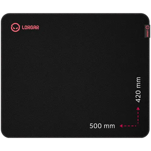 Lorgar Main 325, Gaming mouse pad, Precise control surface, Red anti-slip rubber base, size: 500mm x 420mm x 3mm, weight 0.4kg