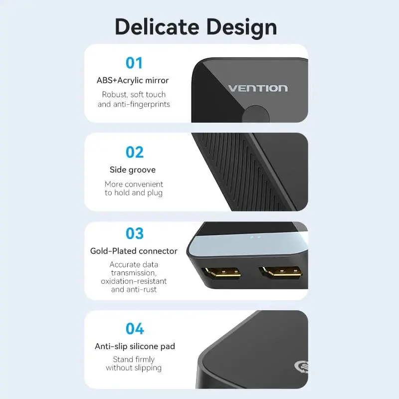 Vention Διανομέας διακόπτης HDMI 2.0 Switcher/Splitter 2 θυρών αμφίδρομος 4K Μαύρο - AKOB0 - image 8