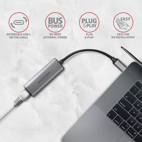 ADE-25RC SUPERSPEED USB-C 2.5 GIGABIT ETHERNETCompact aluminum USB-C 3.2 Gen 1 2.5 Gigabit Ethernet 10/100/1000/2500 Mbit adapter with automatic installation. - image 1