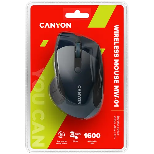 CANYON 2.4Ghz wireless mouse, optical tracking - blue LED, 6 buttons, DPI 1000/1200/1600, Blue Gray pearl glossy - image 3
