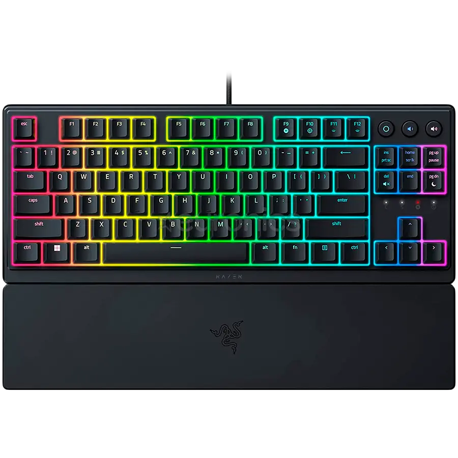 Razer Ornata V3 Tenkeyless, tastatură gaming low profile, layout US, 8 zone de iluminare Razer Chroma™ RGB, taste media dedicate, taste ABS cu strat