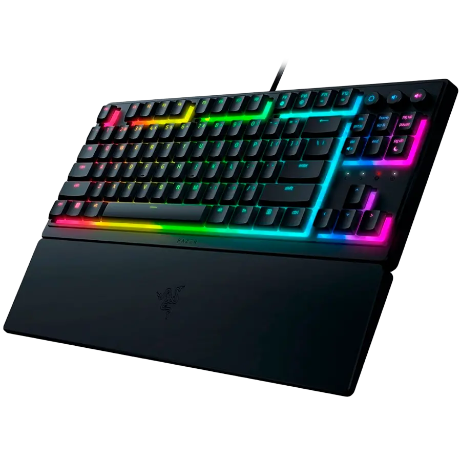 Razer Ornata V3 Tenkeyless, Low Profile Gaming Keyboard, US Layout, 8 Razer Chroma™ RGB Lighting Zones, Dedicated Media Keys, UV-coated ABS Keycaps, 1000 Hz Ultrapolling, Durable spill-resistant design, Braided fiber cable - image 1