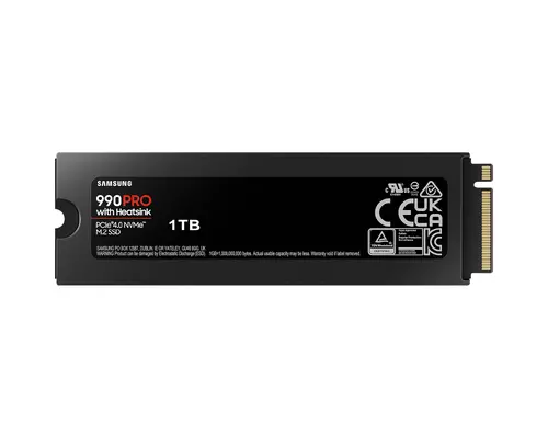 Hard disk, Samsung SSD 990 PRO 1TB Heatsink PCIe 4.0 NVMe 2.0 M.2 V-NAND 3-bit MLC, Criptare 256-bit, Citire 7450 MB/s Scriere 6900 MB/s - 4