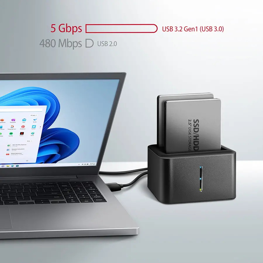 AXAGON ADSA-D25 USB 3.2 Gen 1 - 2x SATA 6G 2.5" SSD/HDD CLONE DUAL MINI dock - image 3