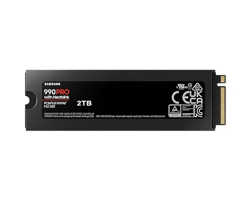 Твърд диск, Samsung SSD 990 PRO 2TB Heatsink PCIe 4.0 NVMe 2.0 M.2 V-NAND 3-bit MLC, 256-bit Encryption, Read 7450 MB/s Write 6900 MB/s - image 1