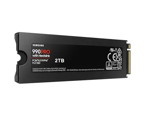 Hard disk, Samsung SSD 990 PRO 2TB Heatsink PCIe 4.0 NVMe 2.0 M.2 V-NAND 3-bit MLC, Criptare 256-bit, Citire 7450 MB/s Scriere 6900 MB/s - 6