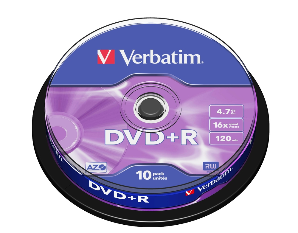 Медия, Verbatim DVD+R AZO 4.7GB 16X MATT SILVER SURFACE (10 PACK)